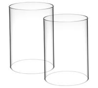 ULTECHNOVO 2 Pièces Lot de Abat-jour Cylindriques Verre Transparent Protège-cierge Anti-poussière Anti-vent pour Décoration Maison Mariage Banquet