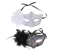 ULTECHNOVO 2 Pièces Masque de Bal Masqué à Paillettes Décoration Fleur Latérale en Plastique et Polyester, Confortable et Facile à Assortir pour Soirées de Mariage et Carnavals