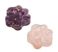 ULTECHNOVO 2 Pièces Natural Amethyst and Rose Memorial Stones for Home Decor Unique Handcrafted Pet Keepsake Artistic Table Decoration for Cat Lovers