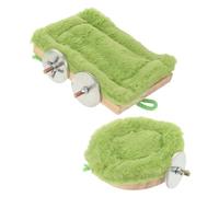 ULTECHNOVO 2 Pièces Nid d'hiver Douillet, Cabane Suspendue Verte | Peluche, Velours Coral et Bois, Chaleur Toute L'année, Intimité en Cage, pour Petits Perroquets et Calopsitte