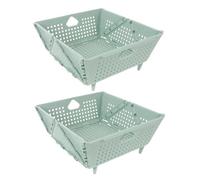 ULTECHNOVO 2 pièces Panier de Drainage Pliable Plastique Passoire Multifonction pour Fruits Légumes et Pâtes Design Maille pour Drainage Rapide et Gain de Place Cuisine