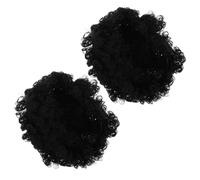 ULTECHNOVO 2 Pièces Postiche Afro Bou Noire Confortable Design Scalp-hugging en Fibres Synthétiques pour Femmes et Hommes Usage Quotidien et Fêtes