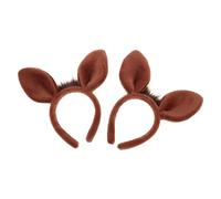 ULTECHNOVO 2 Pièces Serrage-tête Accessoire Créatif Marron Oreilles de Cheval en Peluche Construction Flexible et Confortable pour Fête de Pâques et Événements Déguisés