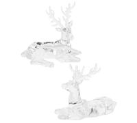 ULTECHNOVO 2 Pièces Statue de Cerf de Noël en Acrylique Transparente, Décoration Intérieure Élégante et Légère, Résistante aux Chocs, pour Cheminées et Vitrines Pendant Les Fêtes