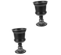 ULTECHNOVO 2 Pièces Vase en Fer Forgé Casserole Rétro Vases De Ferme Planteur Petit Grands Pots De Fleurs en Urne pour L'extérieur Décor Antique Seau Français Vase pour Les Fleurs Noir Le Fer