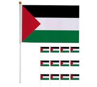 ULTECHNOVO 20 Pièces Drapeau à Main Palestine Petit en Polyester Réutilisable, Solide pour Parade Party ou Acclamations, Drapeau Portatif Pratique et Léger de 21cm