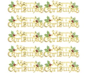 ULTECHNOVO 20 Pièces Panneau Suspendu Joyeux Noël en Plastique Or, Facile à Utiliser, Décoration Chic pour Bâtiments de Bureaux et Demeures