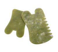 ULTECHNOVO 2pièces Planche Gua Sha Jade Naturel Outils De Massage Facial Et Musculaire Traditionnels Chinois Pour Visage Et Corps