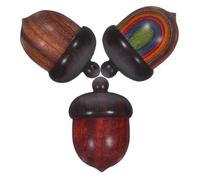 ULTECHNOVO 3 pièces Boîte Rangement Forme Noix Bois Organisateur de Pendentifs Gland pour Huiles Essentielles Boîte Portable avec Couvercle Tournant pour DIY Bijoux et Décoration Maison