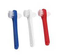 ULTECHNOVO 3 pièces Brosse à Dents pour Adultes Lot de Brosse Dentier Double Tête Poils Fermes Moyens Nettoyage des Prothèses Dentaires Poignée Ergonomique Portable Couleurs Blanc Rouge Bleu
