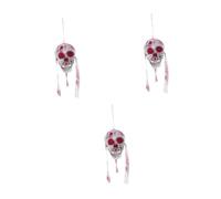 ULTECHNOVO 3 Pièces Hanging Scary Skull Decoration Halloween Prop with Bloody Gauze Sturdy Indoor Outdoor Halloween Party Accent for Haunted House Tree