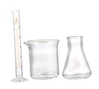 ULTECHNOVO 3 pièces Lot Verrerie Scientifique Graduée Bécher Flacon Effilé Cylindre Gradué Matériel Laboratoire et Précis pour Mesures Exactes