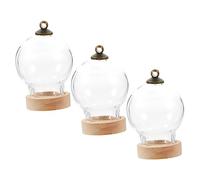 ULTECHNOVO 3 pièces Mini Glass Dome with Wood Base Small Transparent Glass Display Case for Flowers Candles Succulents Elegant Desktop Decor