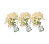 ULTECHNOVO 3 Pièces Miniature Dollhouse Flower Vases Set Mini Glass Vases with Tiny Fake Flowers Fade Resistant Micro Landscape Decor for Dollhouse Gardens and Interiors