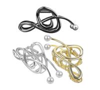 ULTECHNOVO 3 pièces Pince à Cheveux Métal Note Musique avec Perles Fausses Lot de Griffes Élégantes pour Femmes Accessoires Cheveux Longs ou Bouclés Usage Quotidien et Fêtes