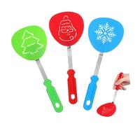 ULTECHNOVO 3 Pièces Spatules de Cuisine Ergonomiques Noël Nylon avec Motifs Père Noël Arbre et Flocon Ustensiles Résistants et Faciles à Nettoyer pour Cuisson Domestique et Professionnelle