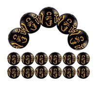 ULTECHNOVO 300 pièces Perles Bouddhistes Noires avec Gravure Tibétaine Amulettes Feng Shui pour Fabrication de Bijoux Bracelets et Colliers DIY