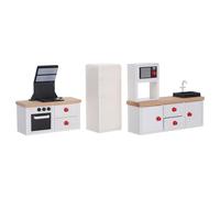 ULTECHNOVO 3pièces Mini-Cuisine Jouet avec Armoire Réfrigérateur Et Cuisinière Accessoire De Maison De Poupée pour Jeu Garçon Fille Et Décoration Miniature