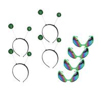 ULTECHNOVO 4 Ensembles de Serrage-têtes Verts en Plastique Lunettes de Soucoupe Volante, Confortables et Sûrs pour Fête et Photos Entre Amis Couleur Aléatoire