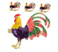 ULTECHNOVO 4 Pièces Anneaux de Serviette Décoratifs Alliage de Porte Serviettes Coq et Ornements Élégants pour Décor de Table Adaptés Aux Occasions et Décontractées