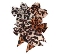 ULTECHNOVO 4 pièces Barrettes à Cheveux Léopard Larges Satin Noeud Oversize à Longue Queue Accessoires Élégants pour Femmes et Filles Lot