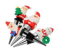 ULTECHNOVO 4 pièces Bouchon Vin Décoratif Père Noël Bouchons Étanches à Spirale pour Fête de Noël Conservation Fraîcheur Accessoires Lavables et Réutilisables