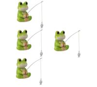 ULTECHNOVO 4 Pièces Décoration Créative Faire La Fête Ornements Petites Grenouilles Vertes Animal De Compagnie Fou Mini-Grenouilles Tout Petit Poisson Résine Green