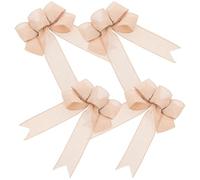 ULTECHNOVO 4 Pièces Grand Nœud Décoratif en Lin Beige Facile à Utiliser et Résistant la Décoloration pour Emballage Présent et Décoration Festive Les Jardins
