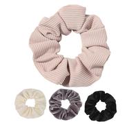 ULTECHNOVO 4 pièces Lot de Élastiques à Cheveux Côtelé Accessoires Décoratifs pour Femmes Maintien Doux de Queue de Cheval Couleurs Unies Gris Noir Blanc Rose