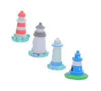 ULTECHNOVO 4 Pièces Miniature Resin Lighthouse Ornaments for Fairy Beach Garden Mediterranean Style Tabletop Coastal Decor Scene Accessories for Dollhouse Home