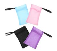 ULTECHNOVO 4 pièces Pochette Savon Exfoliante Nylon Filet Mousseur Portable pour Sac de Rangement pour Savon Solide Doux Exfoliant Peau Douce Facile à Nettoyer