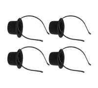 ULTECHNOVO 4 Pièces Serrage-tête Chapeau Haut-de-forme Noir en Polyester, Accessoire Festif Vintage Léger pour Fête et Carnaval, Décoration Simple et Application Facile