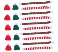 ULTECHNOVO 48 Pièces Mini Knit Wine Bottle Christmas Caps Set Tiny Santa Hats with Soft Yarn Scarves for Festive Tree Ornaments DIY Crafts