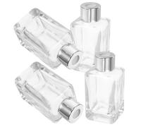 ULTECHNOVO 4pcs Flacons Diffuseurs de Parfum en Verre Argenté 50ml Rechargeables et Faciles à Nettoyer pour Huiles Essentielles Usage Domestique et Voiture