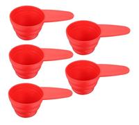 ULTECHNOVO 5 Pièces Cuillères Doseuses Plastique Poignées Courtes Design avec Graduation Cuillères à Café et Pâtisserie pour Ingrédients Secs et Rouge