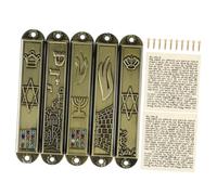 ULTECHNOVO 5 pièces Lot de Mezouzahs Métal Décoratifs pour Porte Juive Plaque Religieuse avec Parchemin Vintage Symbolique pour Maison et Prière