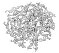 ULTECHNOVO 50 Pendentifs Hippocampes Acier Inoxydable 10X27 MM Breloques Animaux Marins pour Création Bijoux Colliers Bracelets Accessoires Plage DIY
