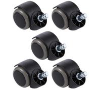 ULTECHNOVO 5pcs Roulettes de Fauteuil en Nylon Noir, Protection du Sol pour Parquet et Stratifié, Roues Pivotantes Universelles pour Meubles de Bureau et Table Basse