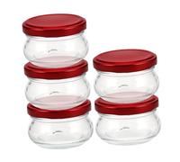 ULTECHNOVO 5pièces Bocaux Transparent Scellés avec Couvercle Pots Réutilisables pour Confiture Et Yaourt avec Couvercle Rouge