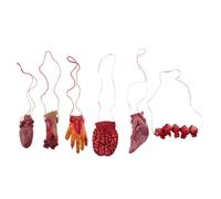 ULTECHNOVO 6 Pièces Décorations d'halloween Fausses Mains Coupées Rouges en PU Suspendues pour Décor d'horreur Terrifiant Multiple Scènes