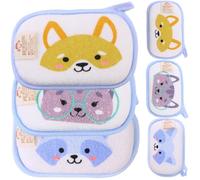 ULTECHNOVO 6 pièces Mitaines de Bain Garçon Fille avec Éponge Intérieure Motifs Animaux Mignons Adaptée Adultes pour Lavage et Exfoliation Mitaines de Toilette Pratiques avec Accroche Murale