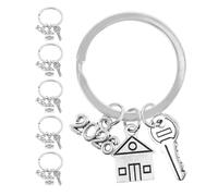 ULTECHNOVO 6 Pièces Porte-clés Léger et Décoratif Nouvelle Maison en Alliage de Zinc Argenté Présent Mignon 2026 de Maison pour Fête de Pendaison de Crémaillère