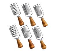 ULTECHNOVO 6 Pièces Râpe Fromage Acier Inoxydable avec Manche Bois Mini Râpe Multifonction pour Citron Gingembre Ail Chocolat Légumes Fruits Tranchant et Facile à Nettoyer