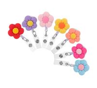 ULTECHNOVO 7 Pièces Porte-badge Rétractable à Fleur Résine Clip Robuste Colorées Porte-badge Sécurisé pour Bureau Étudiants et Personnel Infirmier