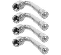 ULTECHNOVO Adaptateur Rallonge Valve de Pneu en Laiton 45° Argenté, Lot de 4 Tiges Coudées pour Voiture, Moto, Camion Prolongateur Valve Pratique pour Gonflage et Entretien
