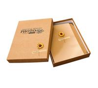 ULTECHNOVO Album Photo Vintage en Papier Kraft 30X20 CM Album de Scrapbooking DIY Pages Jaunes et Décor Tournesol Carnet Photo Créatif pour Garçon et Filles et Présent Familial Décoration