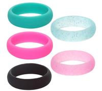 ULTECHNOVO Anneaux en Silicone Pailletés Créatifs 5 Pièces, Bagues de Doigt Délicates et Simples en Silicone Alimentaire, Légères et Adaptées pour Mariage Couleur Aléatoire Style Aléatoire