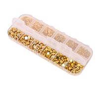 ULTECHNOVO Autocollants Décoratifs pour Ongles Dorés Demi-Cercles Perles et Diamants 2300 Pièces par Boîte Accessoires pour Manucure Décoration Nail Art pour Usage Maison