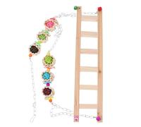 ULTECHNOVO Balançoire à Poulet en Bois Échelle de Grimpe, Design Suspendu et Mâchable, Accessoire pour Poules en Intérieur ou Extérieur, Couleur Aléatoire