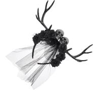 ULTECHNOVO Bandeau à Cornes Gothique Noir en Plastique et Tissu Confortable pour Halloween, Accessoire Photo pour Femmes Motif Bois de Cerf Mystérieux